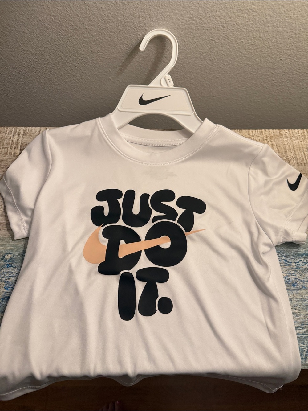 Nike White Short Sleeve 'Just Do It.' Tee with Black Floral Shorts Set - Picture 6 of 6